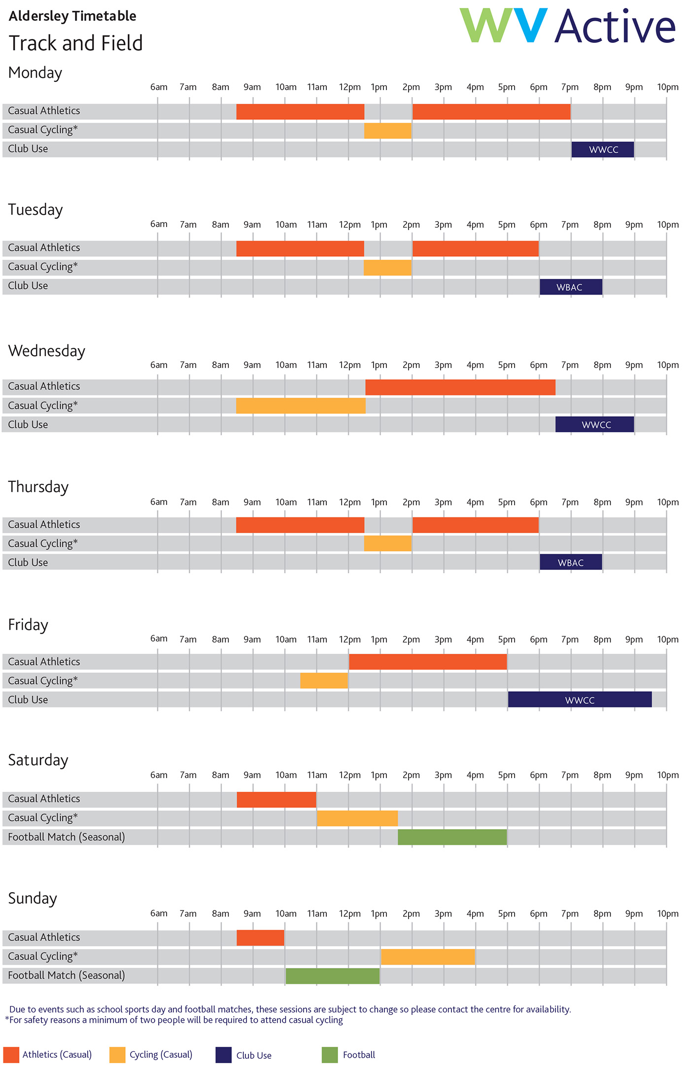 Stadium Timetable