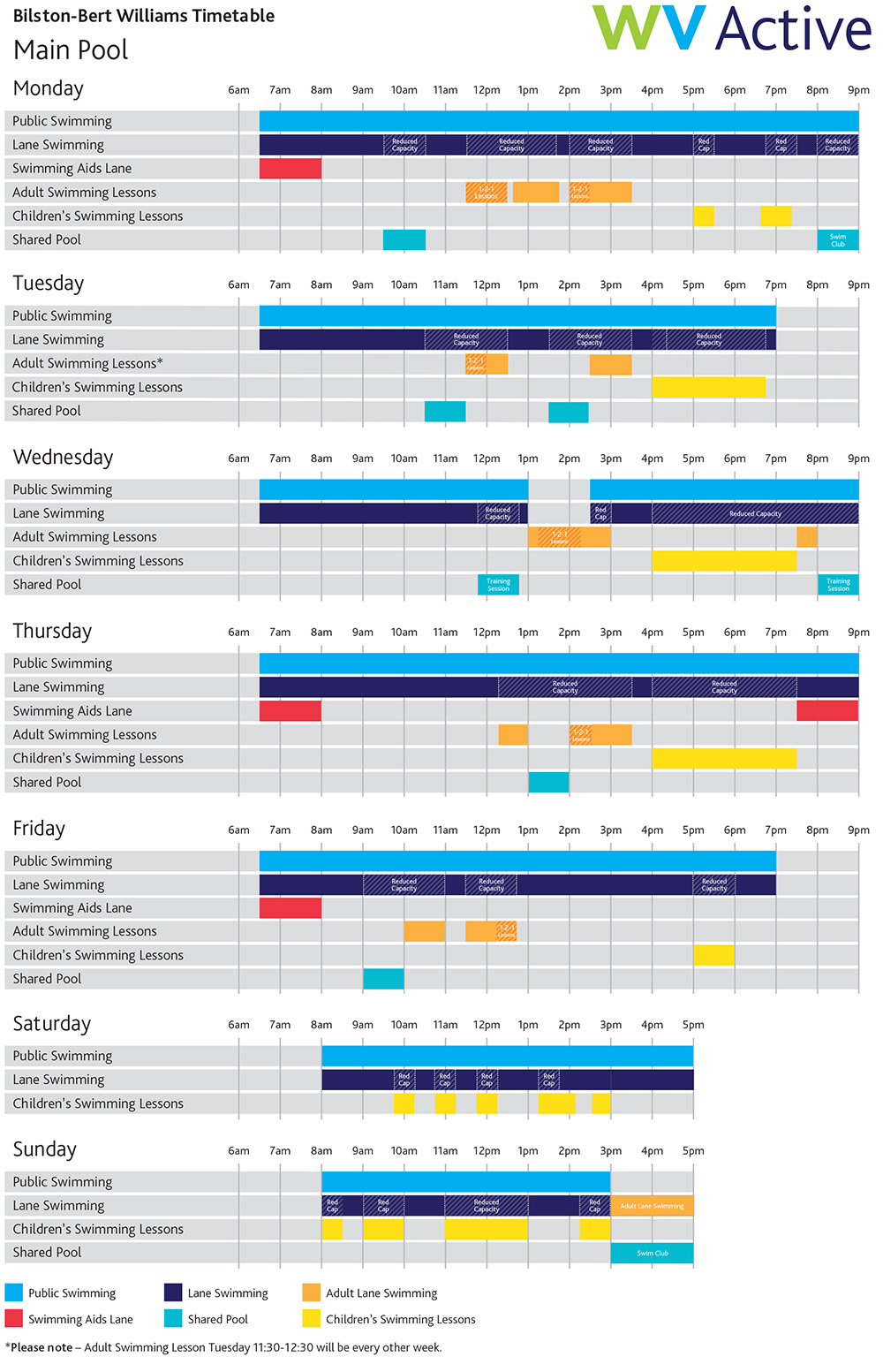 Bilston Main Pool Timetable